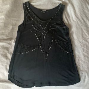 Express black tank top with lace and jewels. Size medium